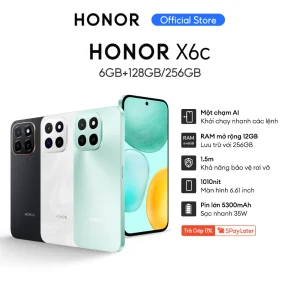 Điện Thoại Di Động Honor X6c 6GB + 128GB/256GB | Pin 5300mAh | Camera 50MP| NFC | Kháng nước IP64 | BH 18 Tháng