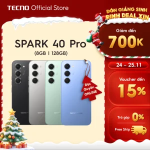 Điện thoại TECNO SPARK 40 PRO (8+8)GB/128GB – Màn hình AMOLED 1.5K & 144Hz | Mỏng 6.69mm | 5200mAh sạc 45W