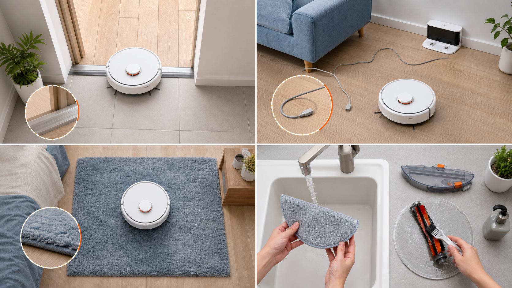 Kiểm tra ngưỡng cửa, dây điện, thảm và bảo dưỡng robot hút bụi Xiaomi S40