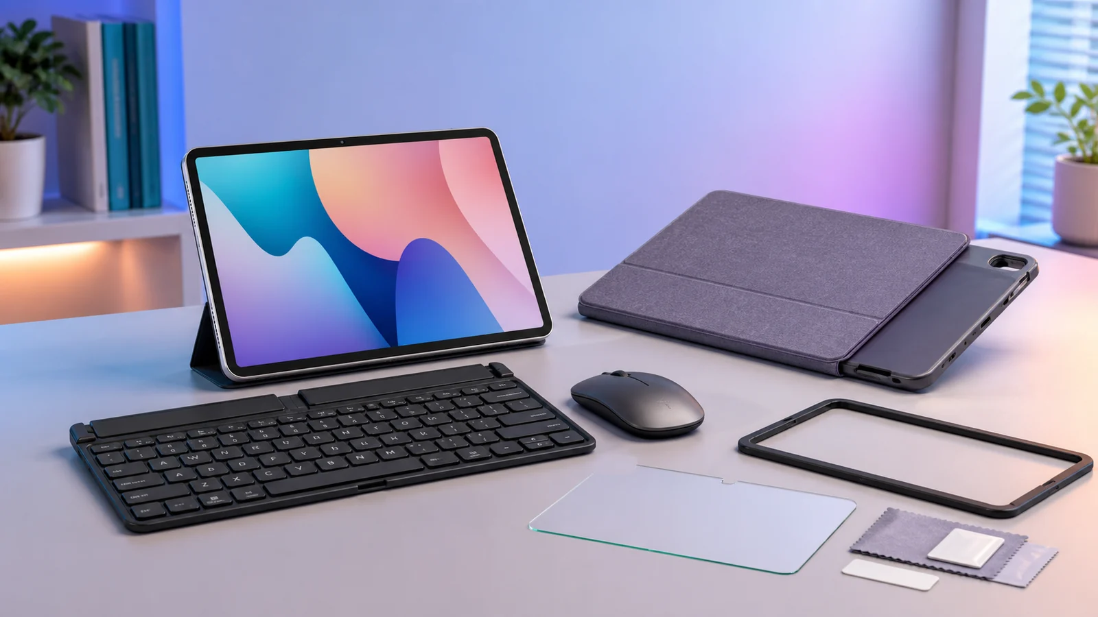 Xiaomi Pad 8 cùng bàn phím gập, chuột, bao da và kính cường lực